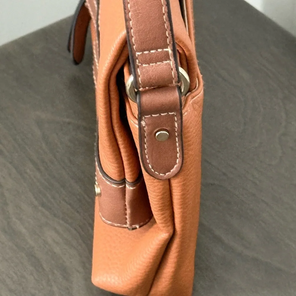 Kim Rogers Fold Over Crossbody Shoulder Handbag Tan / Brown